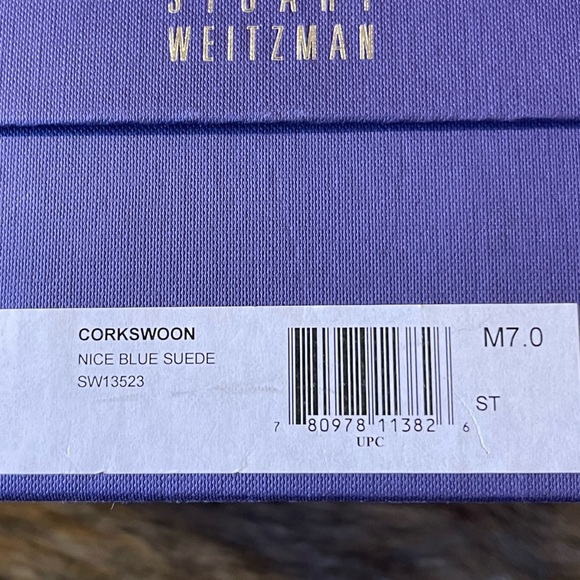 NIB Stuart Weitzman Corkswoon Blue Suede Platform Wedges Size 7 - Picture 8 of 14